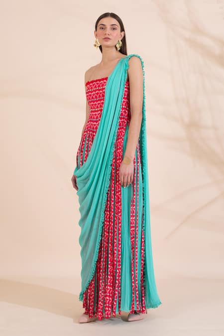 Limerick by Abirr N' Nanki Pre-Draped Pant Saree With Top 