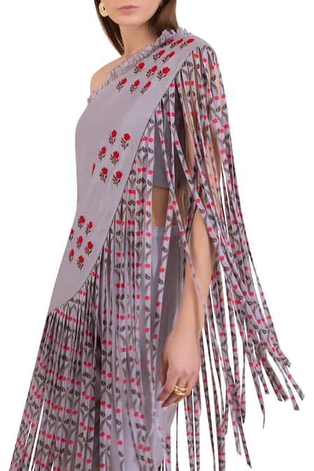 Shop_Limerick By Abirr N' Nanki_Grey One Shoulder Top With Pants _Online_at_Aza_Fashions