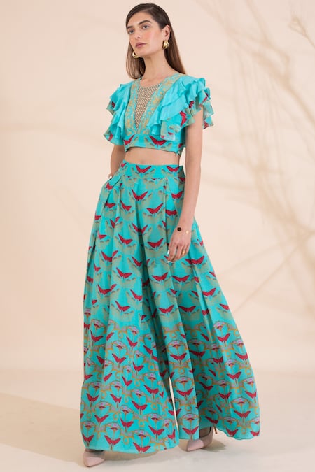 Limerick by Abirr N' Nanki Ruffle top with printed pants 