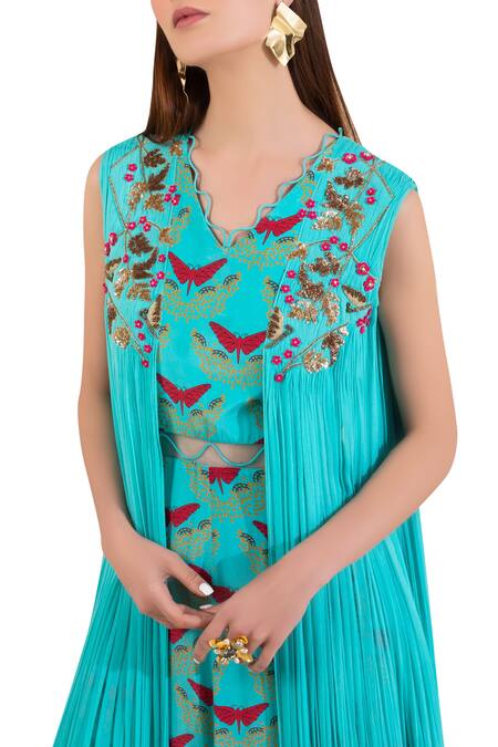 Buy Limerick By Abirr N' Nanki Blue Printed Draped Dress Online at Aza Fashions Buy_Limerick By Abirr N' Nanki_Blue Printed Draped Dress _Online_at_Aza_Fashions