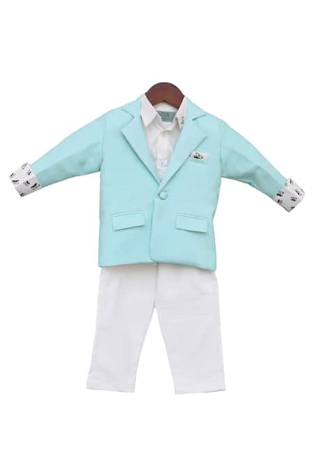 FAYON KIDS White Blazer With Shirt And Pant 