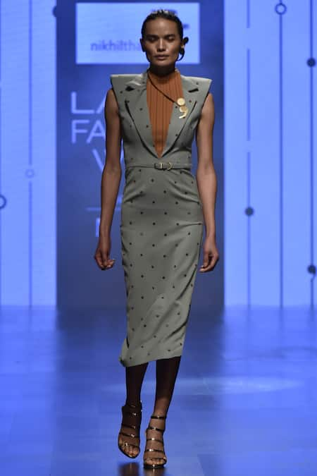 Nikhil Thampi Lapel Collar Midi Dress 