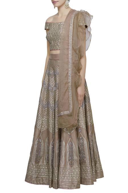 Neha Khullar Beige Silk, Organza Embroidered Lehenga Set Online at Aza Fashions Neha Khullar_Beige Silk, Organza Embroidered Lehenga Set _Online_at_Aza_Fashions