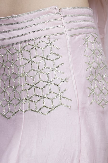 Neha Khullar Pink Organza, Chanderi Silk Halter Neckline Cape Blouse With Lehenga at Aza Fashions Neha Khullar_Pink Organza, Chanderi Silk Halter Neckline Cape Blouse With Lehenga _at_Aza_Fashions