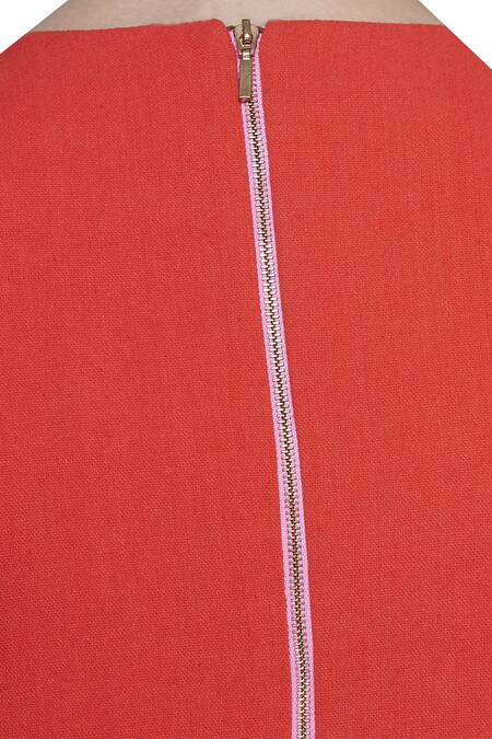 Papa Dont Preach_Red Crepe Printed Jacket And Pant Set_at_Aza_Fashions