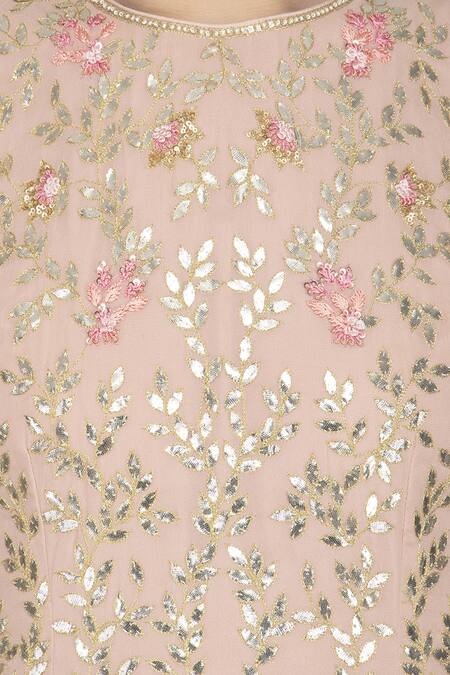 Shop_Devnaagri_Pink Round Embroidered Kurta Sharara Set_Online_at_Aza_Fashions