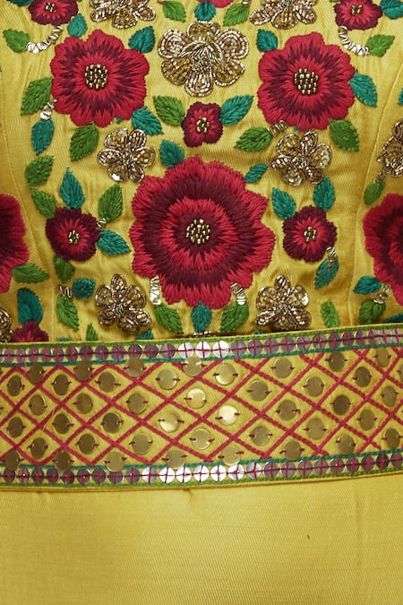 Shop_Sonam Luthria_Yellow Pant Fabric Round Embroidered Draped Jumpsuit  _Online_at_Aza_Fashions