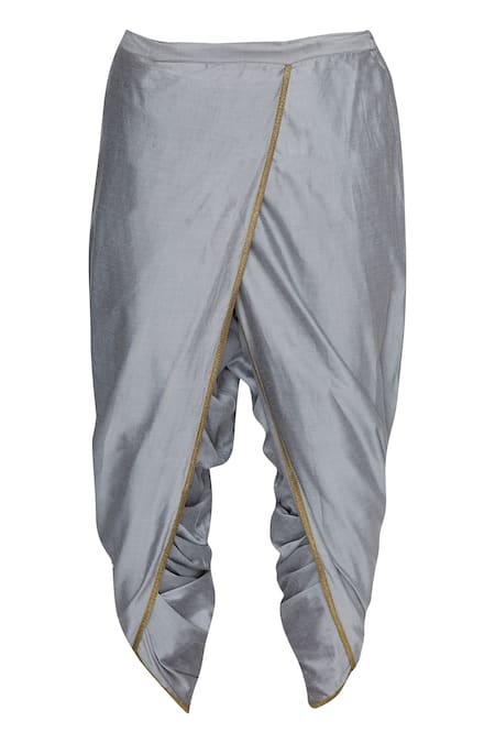 Shop Pranay Baidya Grey Cotton Silk Dhoti Pant at Aza Fashions Shop_Pranay Baidya_Grey Cotton Silk Dhoti Pant _at_Aza_Fashions