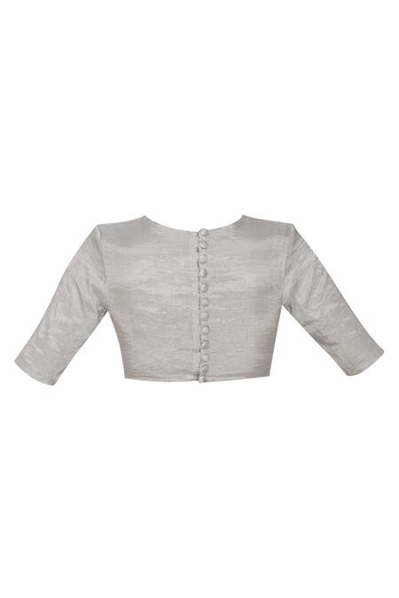 Pranay Baidya Silver Tissue Blouse Online at Aza Fashions Pranay Baidya_Silver Tissue Blouse _Online_at_Aza_Fashions