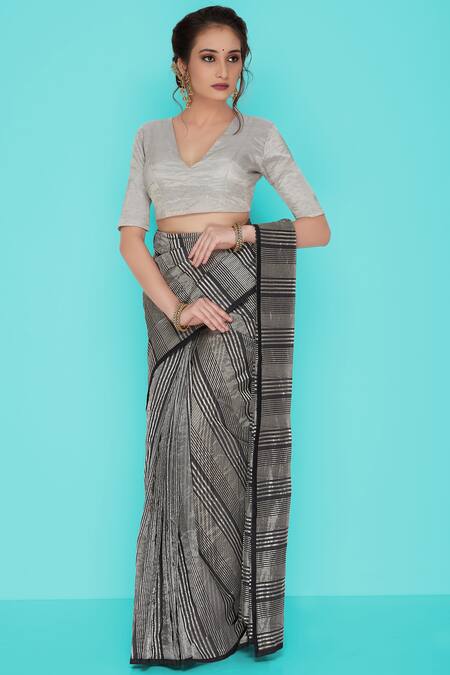 Buy Pranay Baidya Silver Tissue Blouse Online at Aza Fashions Buy_Pranay Baidya_Silver Tissue Blouse _Online_at_Aza_Fashions