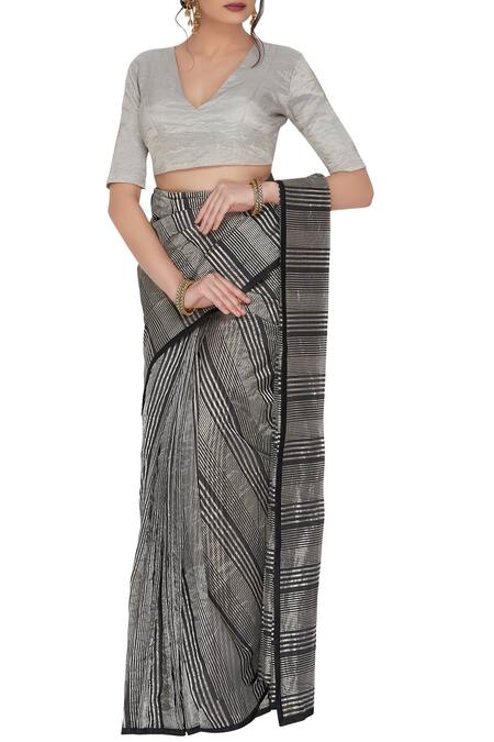 Shop Pranay Baidya Silver Tissue Blouse Online at Aza Fashions Shop_Pranay Baidya_Silver Tissue Blouse _Online_at_Aza_Fashions