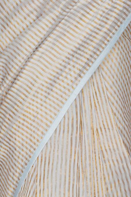 Pranay Baidya_Grey Chanderi Saree_at_Aza_Fashions