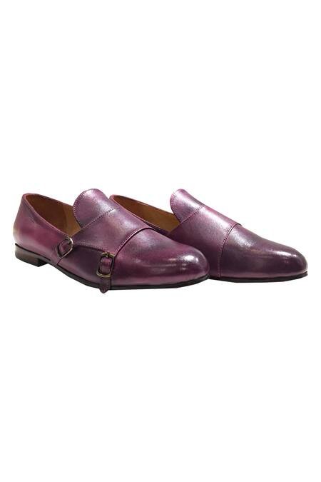 Artimen_Purple Hand Painted Double Buckle Shoe_Online_at_Aza_Fashions
