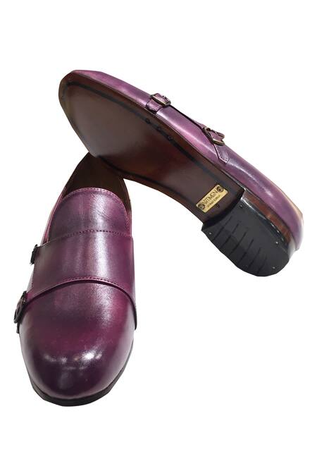 Buy_Artimen_Purple Hand Painted Double Buckle Shoe_Online_at_Aza_Fashions