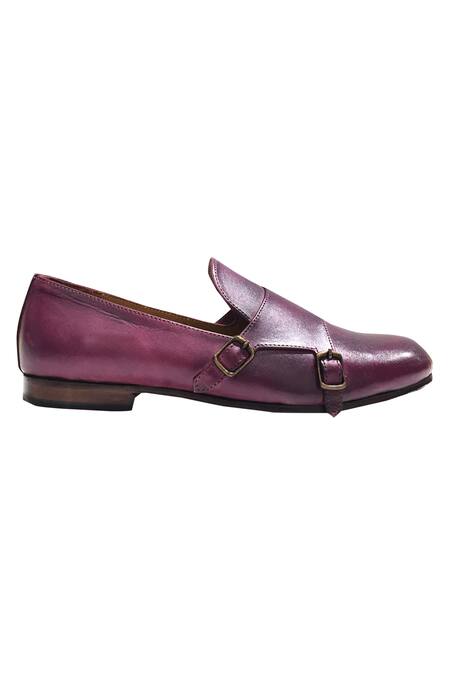 Shop_Artimen_Purple Hand Painted Double Buckle Shoe_Online_at_Aza_Fashions