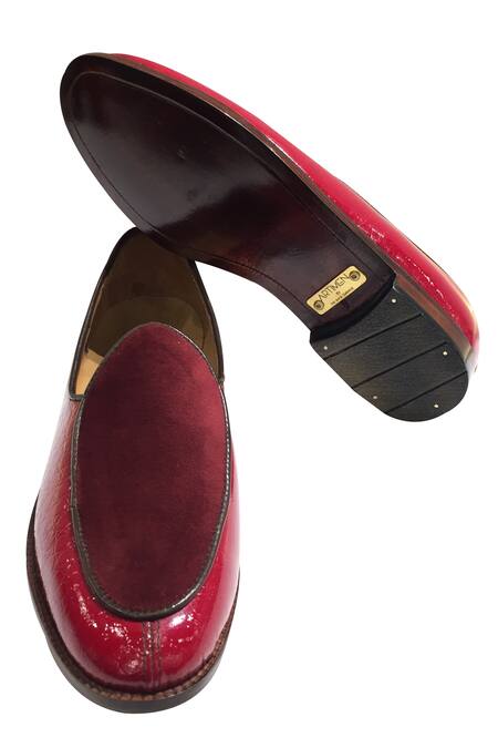Artimen_Red Textured Dual Shoes_Online_at_Aza_Fashions