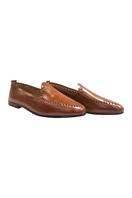 Artimen_Brown Plain Cutwork Loafers _Online_at_Aza_Fashions