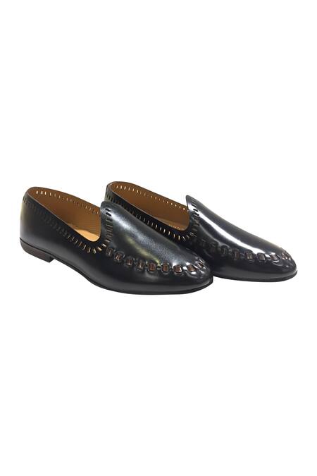 Artimen_Black Cutwork Loafers _Online_at_Aza_Fashions