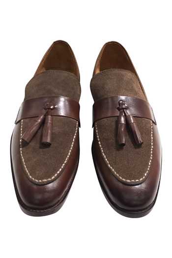 Artimen Brown Block Heel Tassel Loafers 