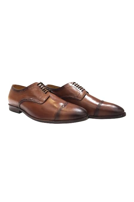 Artimen_Brown Plain Handcrafted Oxford Shoes _Online_at_Aza_Fashions