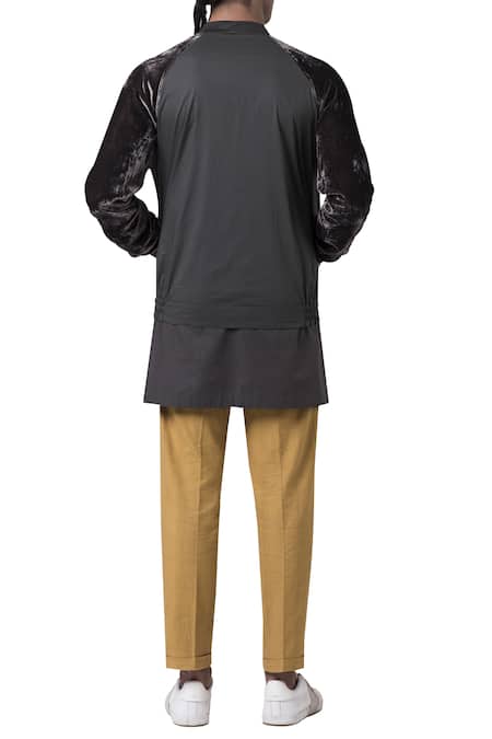 Suketdhir Velvet Sleeve Bomber Jacket 