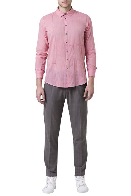 Buy Pink Cotton Lattice Piping Detail Shirt For Men by Suketdhir Online at  Aza Fashions.