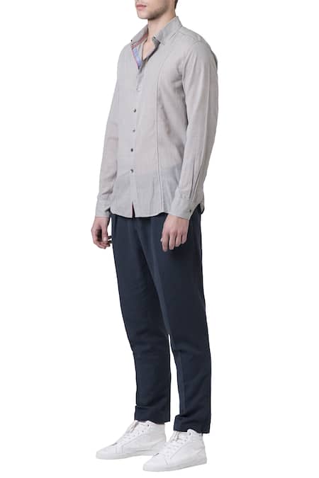 Suketdhir_Grey Cotton Full Sleeve Shirt _Online_at_Aza_Fashions