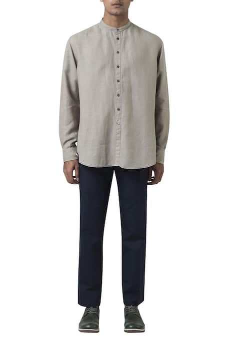 Suketdhir Running Stitch Detail Linen Shirt 