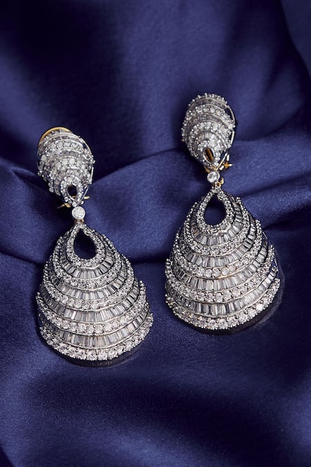 Shop_Moh-Maya By Disha Khatri_Gold Plated Crystals Danglers _Online_at_Aza_Fashions