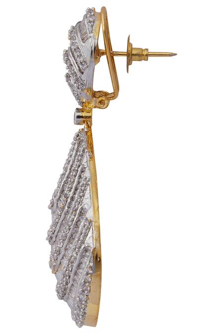 Moh-Maya By Disha Khatri_Gold Plated Crystals Danglers _at_Aza_Fashions