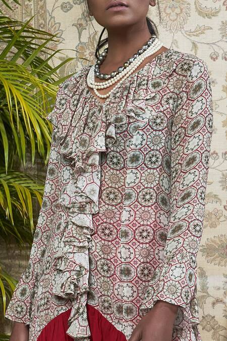 Shop_Ridhima Bhasin_Multi Color Printed Kurta And Draped Pants Set_Online_at_Aza_Fashions