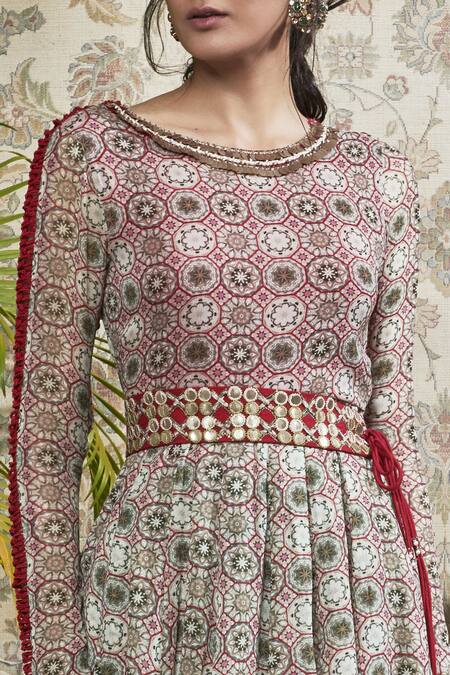 Shop_Ridhima Bhasin_Red Printed Kurta Sharara Set_Online_at_Aza_Fashions