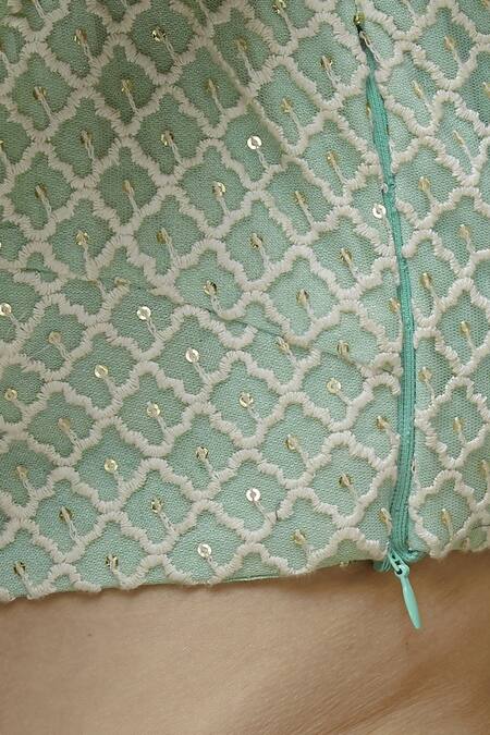 Abhi Singh Green Plunge Neck Hand Embroidered Lehenga Set at Aza Fashions Abhi Singh_Green Plunge Neck Hand Embroidered Lehenga Set _at_Aza_Fashions