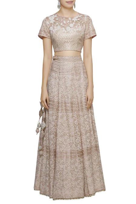 Shop_Abhi Singh_Pink Round Hand Embroidered Bridal Lehenga Set _Online_at_Aza_Fashions