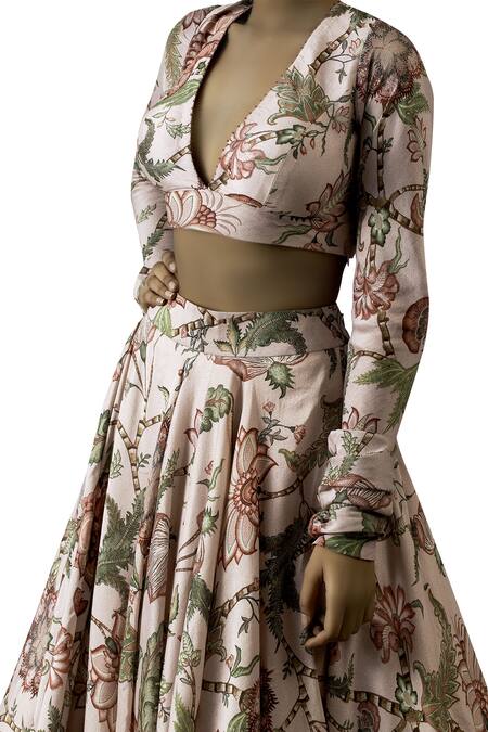 Shop_Torani_Pink Printed Lehenga Set_Online_at_Aza_Fashions