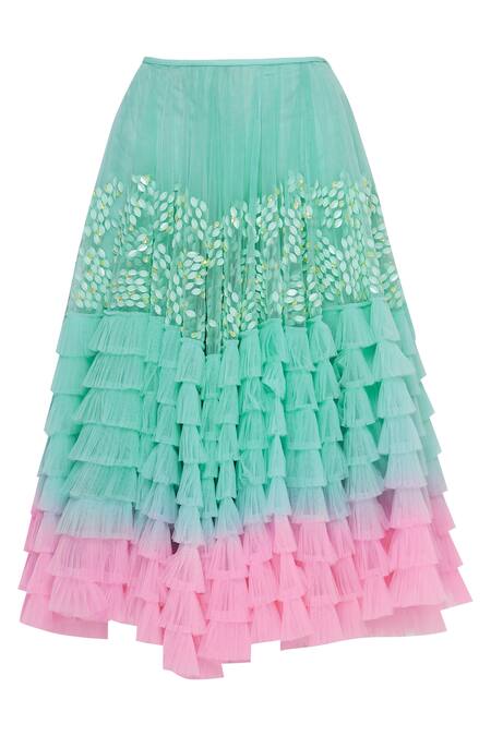 Shop_Papa Dont Preach_White Georgette Embroidered Shirt And Skirt Set_Online_at_Aza_Fashions