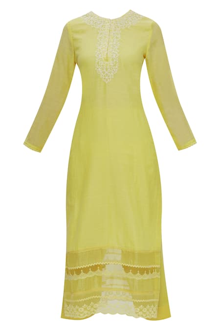 Buy Neha Khullar Yellow Silk, Kota Round Embroidered Kurta Set Online at Aza Fashions Buy_Neha Khullar_Yellow Silk, Kota Round Embroidered Kurta Set _Online_at_Aza_Fashions