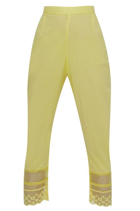 Buy_Neha Khullar_Yellow Silk, Kota Bead Work Round Neck Embroidered Kurta Set _Online_at_Aza_Fashions