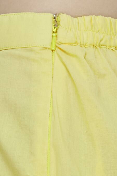 Neha Khullar_Yellow Silk, Kota Bead Work Round Neck Embroidered Kurta Set _at_Aza_Fashions