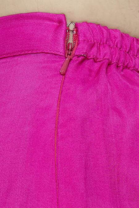 Neha Khullar_Pink Silk V Neck Embroidered Kurta Palazzo Set _at_Aza_Fashions