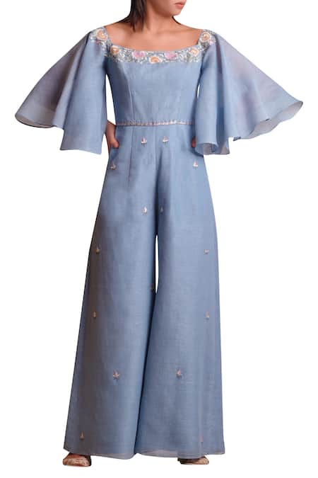 Sue Mue Linen Embroidered Jumpsuit 