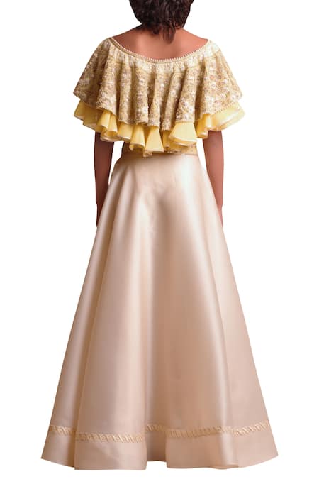 Sue Mue Embroidered Cape With Lehenga 