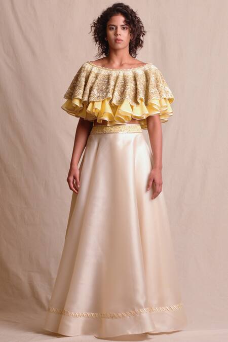 Buy Sue Mue Yellow Satin , Linen, Silk Bead Embroiderycape, Cape With Online at Aza Fashions Buy_Sue Mue_Yellow Satin , Linen, Silk Bead Embroiderycape, Cape With _Online_at_Aza_Fashions