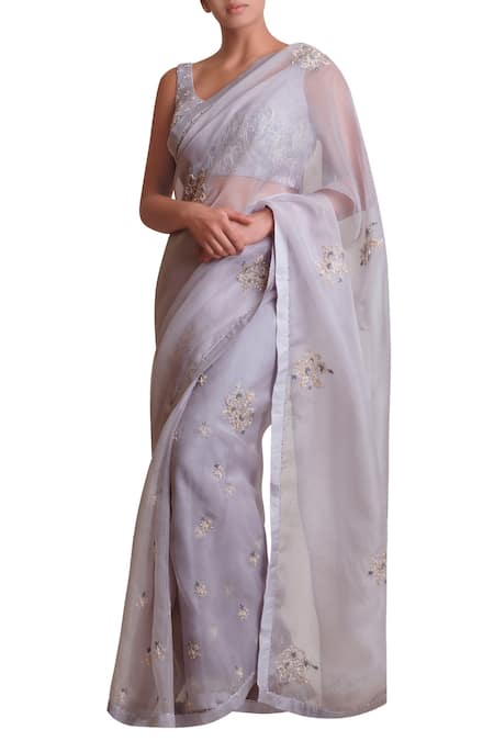 Sue Mue Embroidered Saree With Blouse 