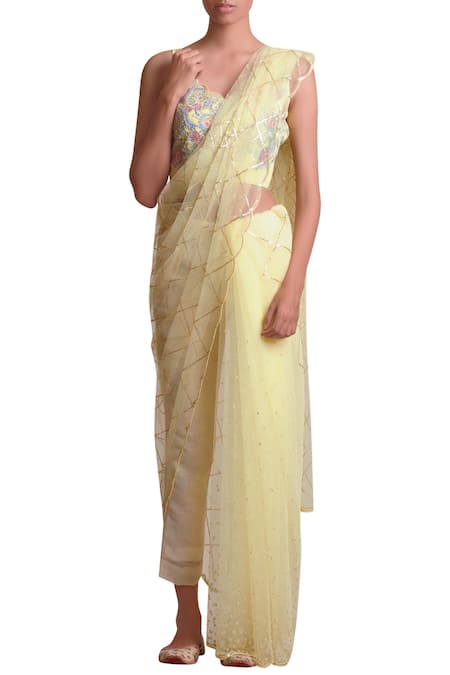 Sue Mue Embroidered Saree With Blouse 