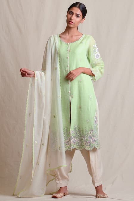 Sue Mue Handloom Cotton & Linen kurta set 