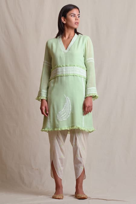 Sue Mue Handloom Cotton Embroidered kurta set 