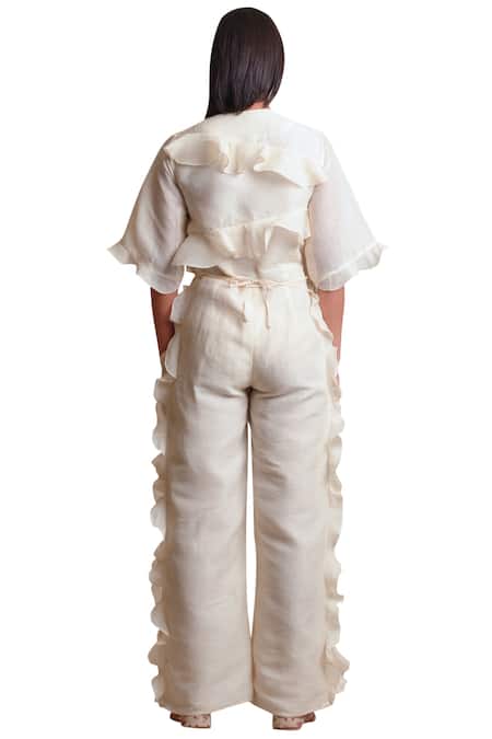 Sue Mue Linen Embroidered Jumpsuit 