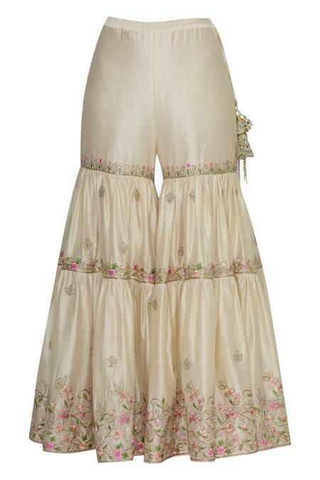 Shop Tamanna Punjabi Kapoor Beige Hand Embroidered Kurta Sharara Set Online at Aza Fashions Shop_Tamanna Punjabi Kapoor_Beige Hand Embroidered Kurta Sharara Set_Online_at_Aza_Fashions