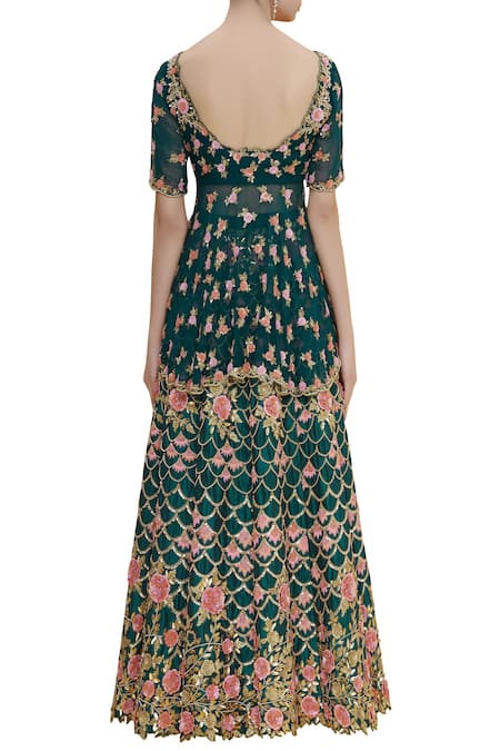 Shop Neha Mehta Couture Green Hand Embrodiered Lehenga Set at Aza Fashions Shop_Neha Mehta Couture_Green Hand Embrodiered Lehenga Set _at_Aza_Fashions